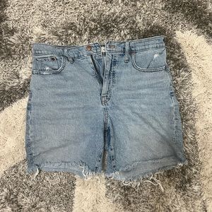 High Rise Denim Mid-Length Shorts 31